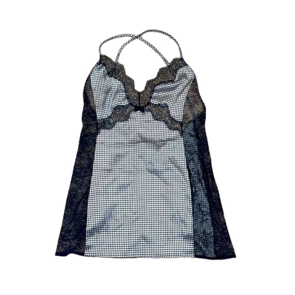 Victoria’s Secret, Beautiful Houndstooth Black and White Lace Chemise